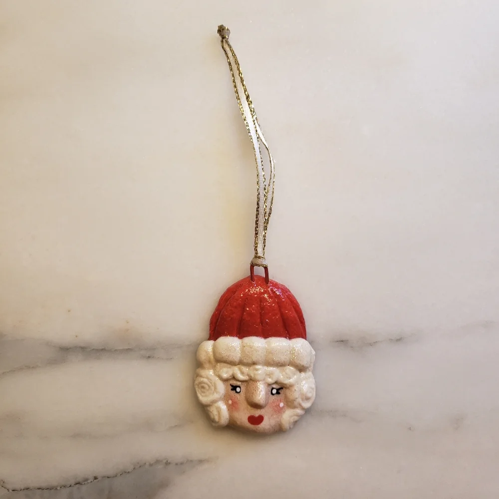 New Handmade Salt Dough Mrs. Claus Ornament